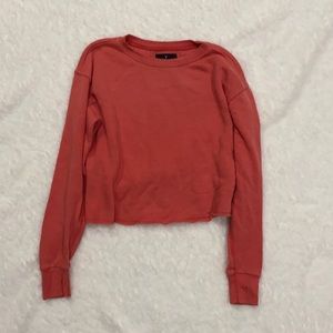 Crop AEO pink sweat skirt distressed look 💗🤍